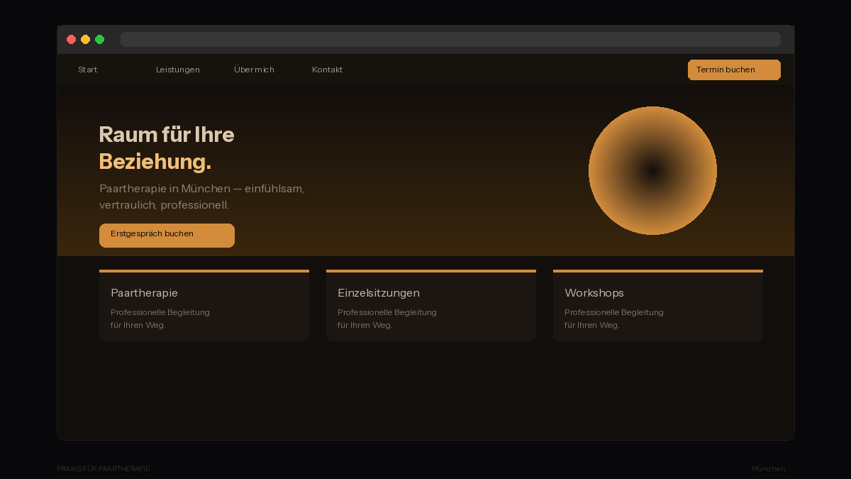 Website-Mockup: Praxis für Paartherapie München