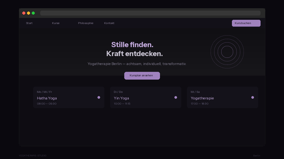 Website-Mockup: Yogatherapie-Studio Berlin